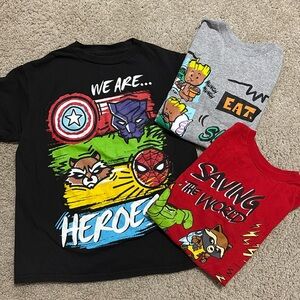 Marvel tshirts set for boys size 6 but runs big like 8